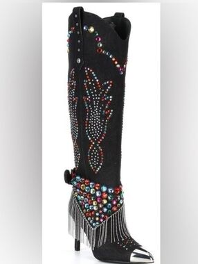 Gianni Bini 7m Kaitrin Rainbow Rhinestone Fringe Over The Knee Boots
